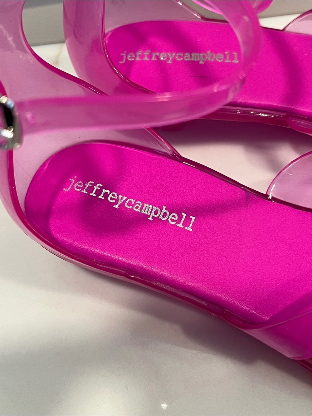 Jeffrey Campbell Neon Pink Jelly Ankle-Strap Sandals - Picture 2 of 6